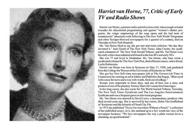 Harriet Van Horne Net Worth